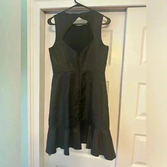 J Crew Black Ruffle Hem Open Back Sheath Taffeta Dress $148 Party Cocktail Sz 6 - Picture 2 of 4